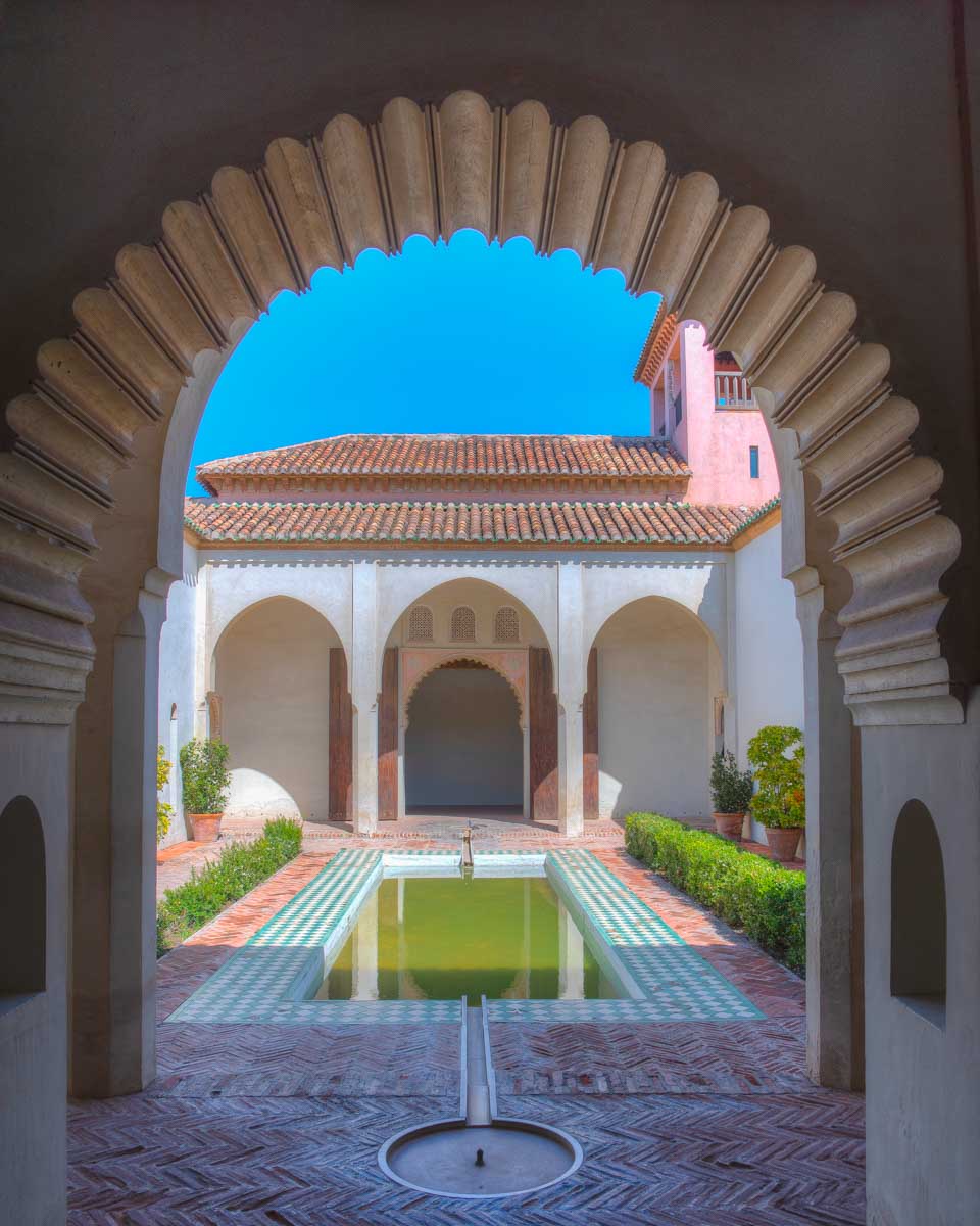 On of the Alcazaba courtyards in Malaga, Spain