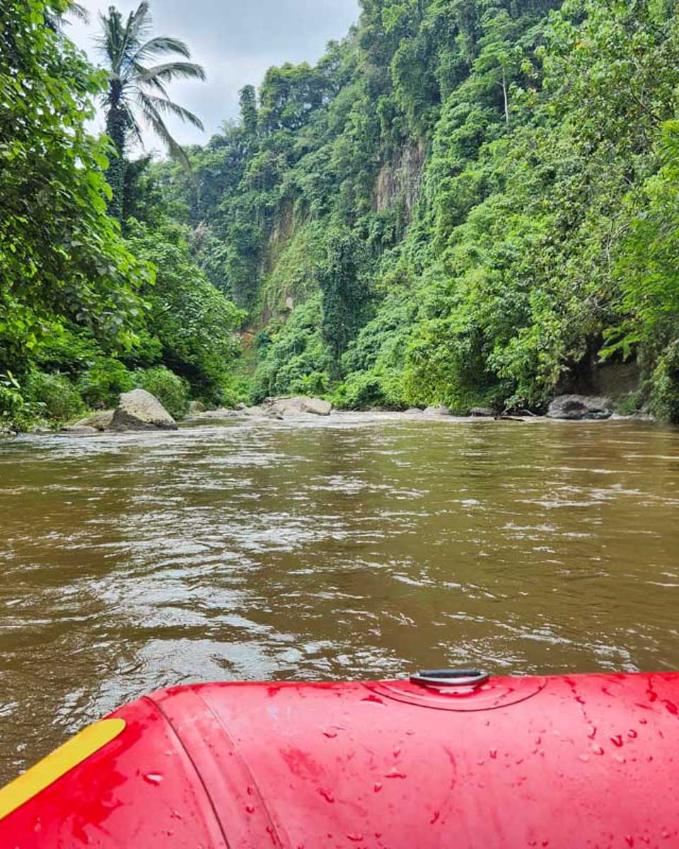 Shot-of-the-front-of-a-tube-going-down-the-river-in-Ocho Rios Jamaica
