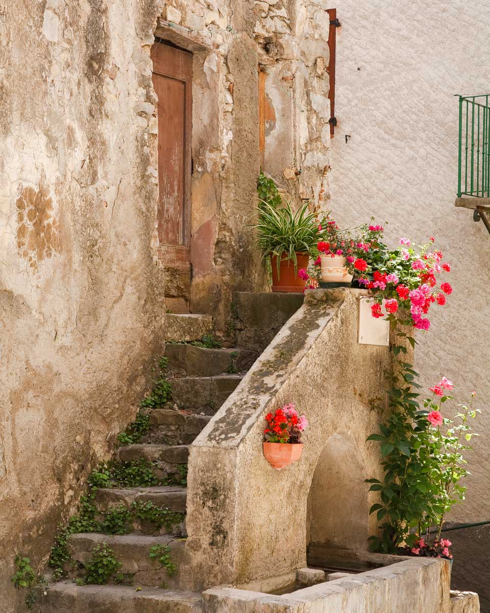 Steps in a town seen on a hiking tour from Nice France