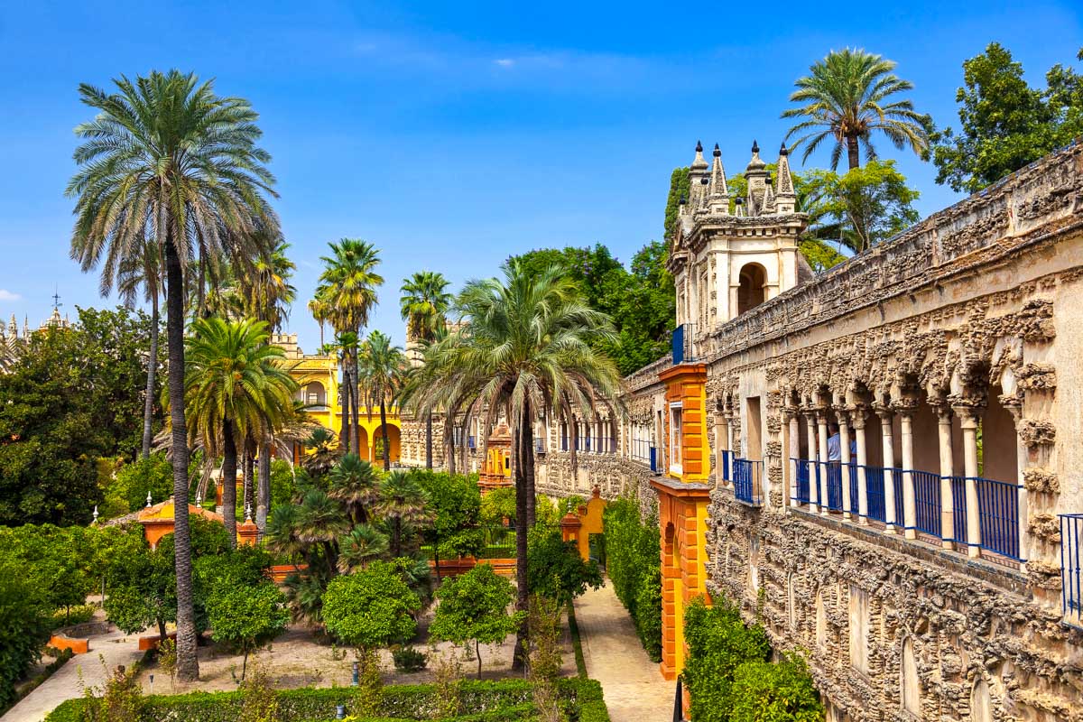 The Real Royal Alcazar Gardens in Seville Spain