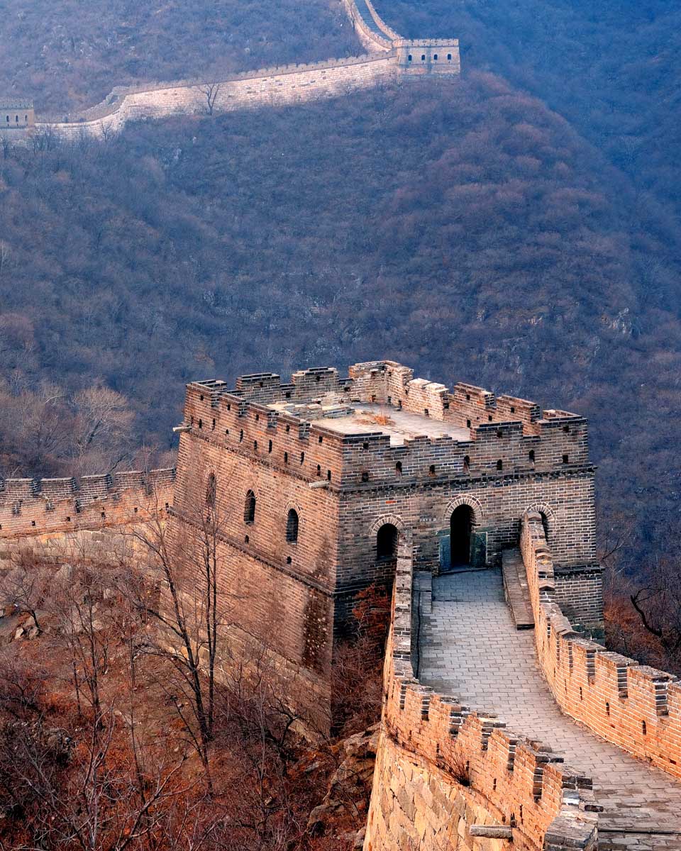 The great wall at suset on a tour from Beijing China