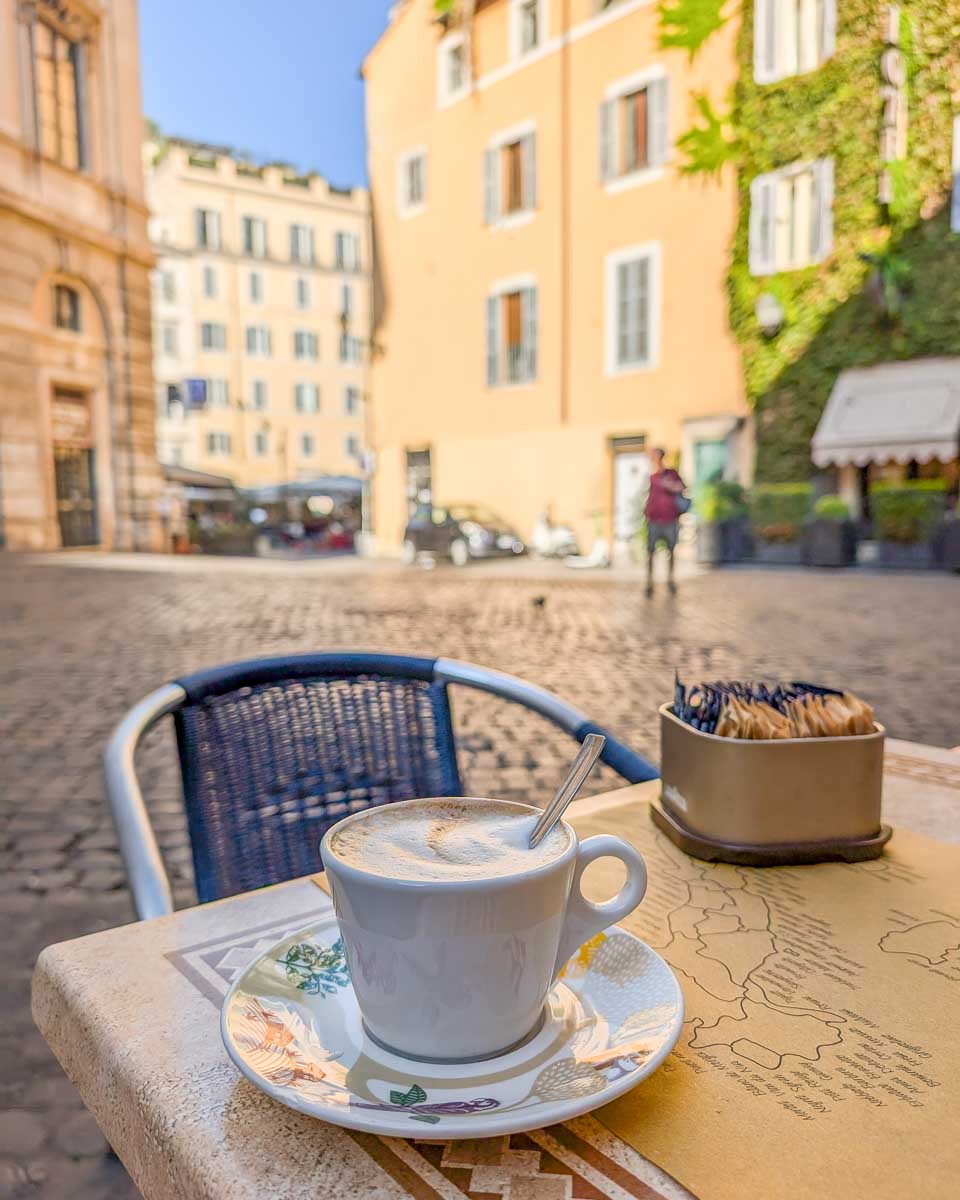 View of a coffee from Ristorante Pancrazio dal 1922 in Rome, Italy