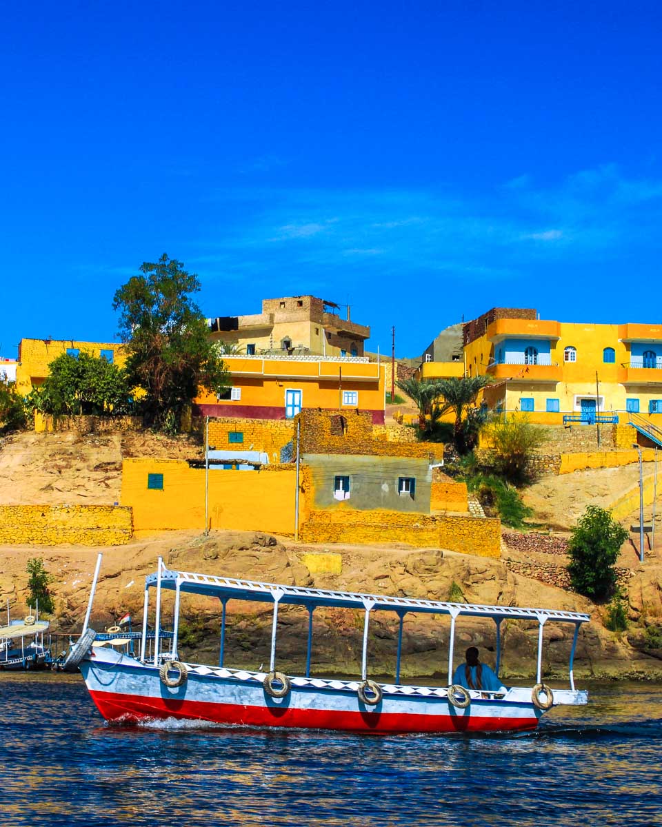A boat on a river on the way to a Nubian Village from Aswan Egypt