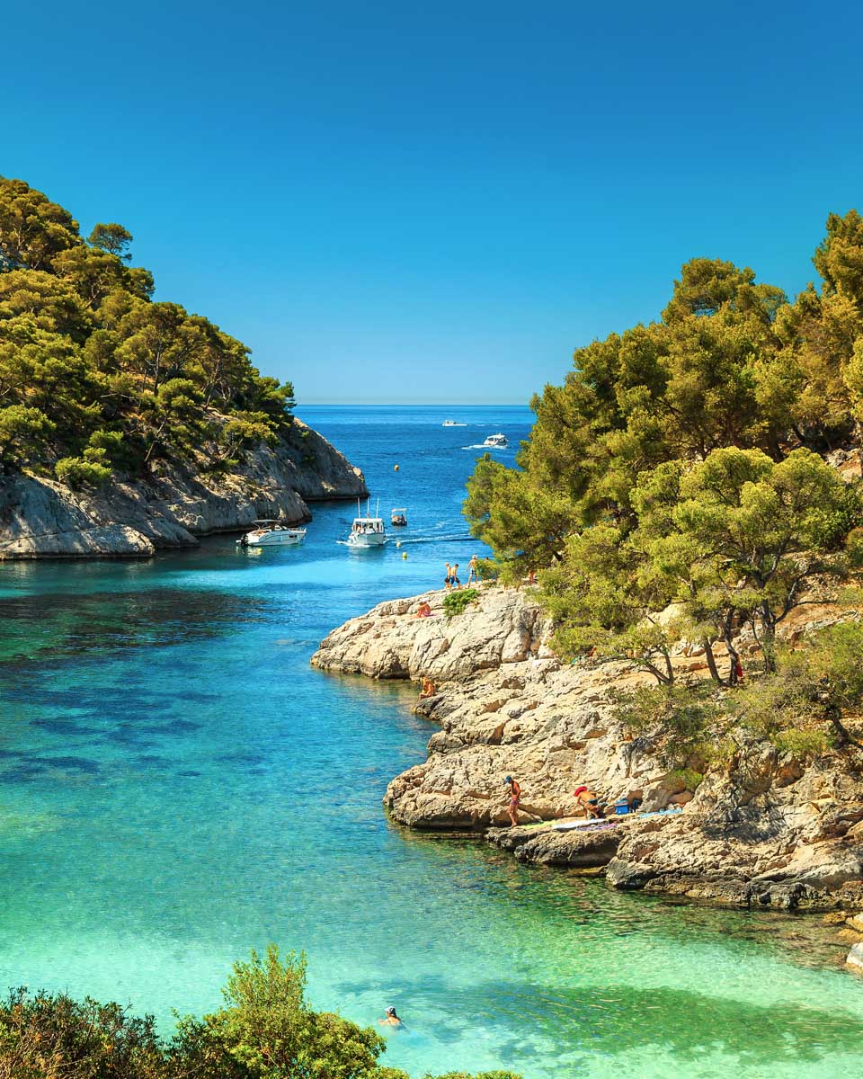 A coastal view of Calanques National Park on a hiking tour from Marseille France