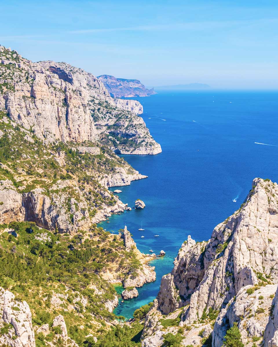 A coastal view of Calanques National Park seen on a bike tour from Marseille France