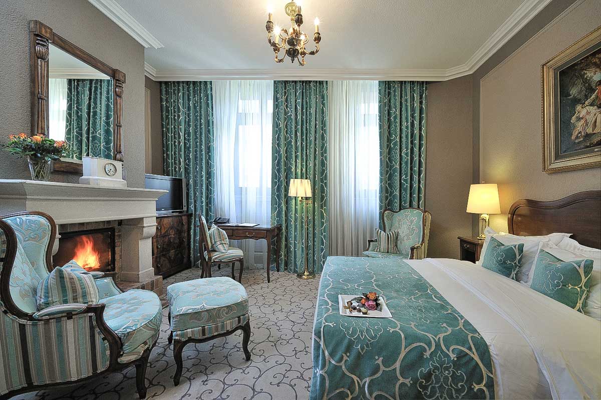 A hotel room at Hotel de la Cigogne Relais & Chateaux Geneva Switzerland
