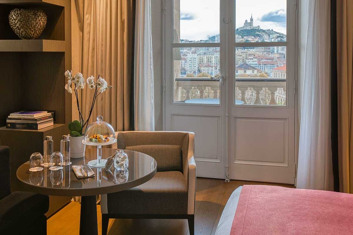 A hotel room at the Intercontinental Marseille Hotel Dieu in Marseille France