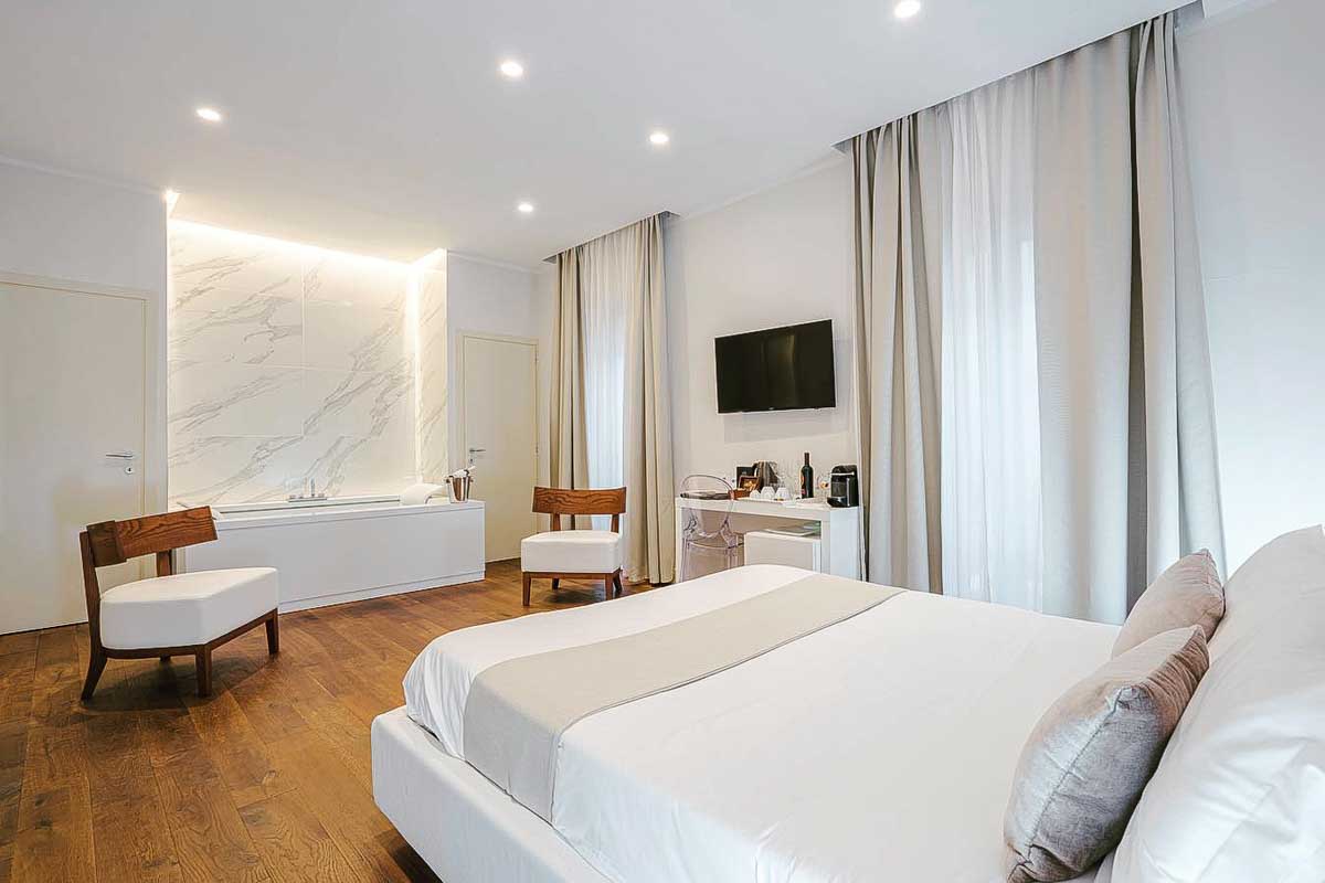 A hotel room at the Palazzo Cini in Pisa, Italy