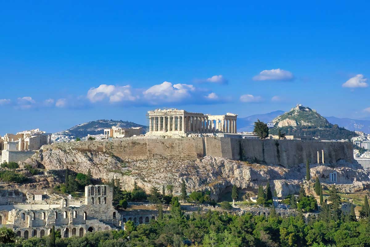 A panoramic view of the Acropolis in Athens, Greece