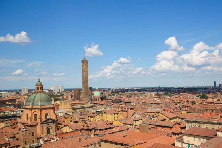 A panoramic view of the Bologna Italy skyline