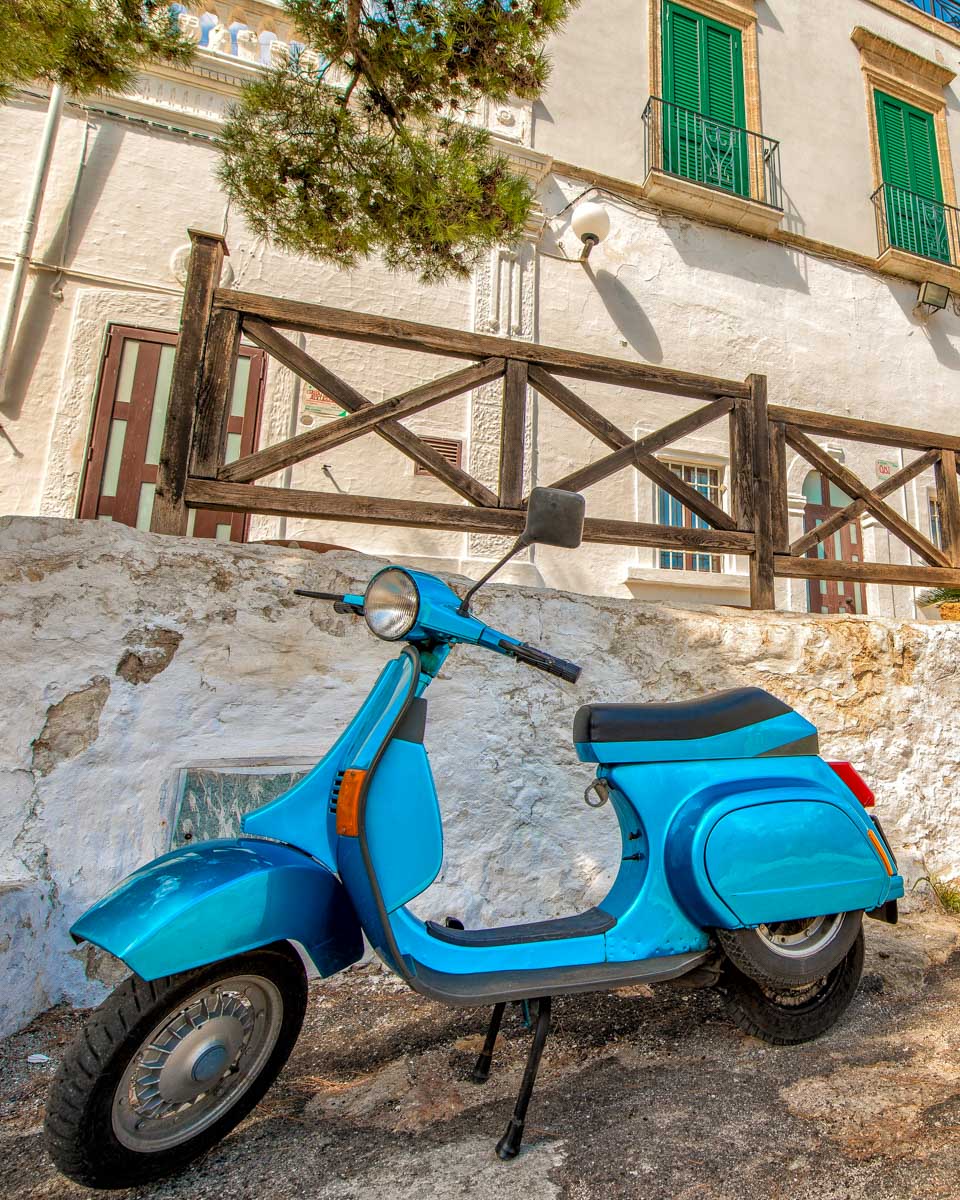 A vintage Vespa on a tour from Positano Italy