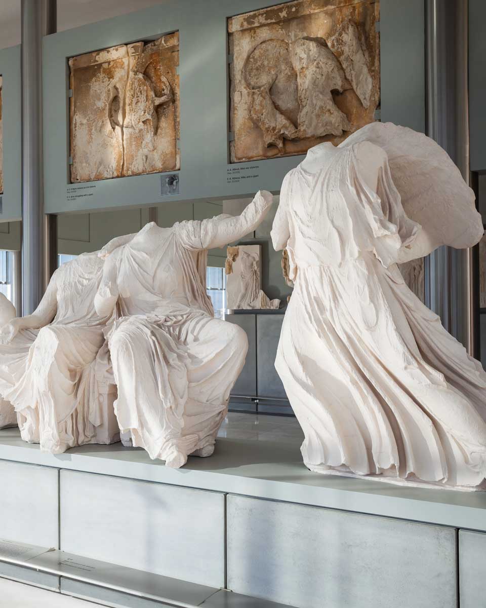 Artifacts seen at the Acropolis Museum on a tour in Athens, Greece