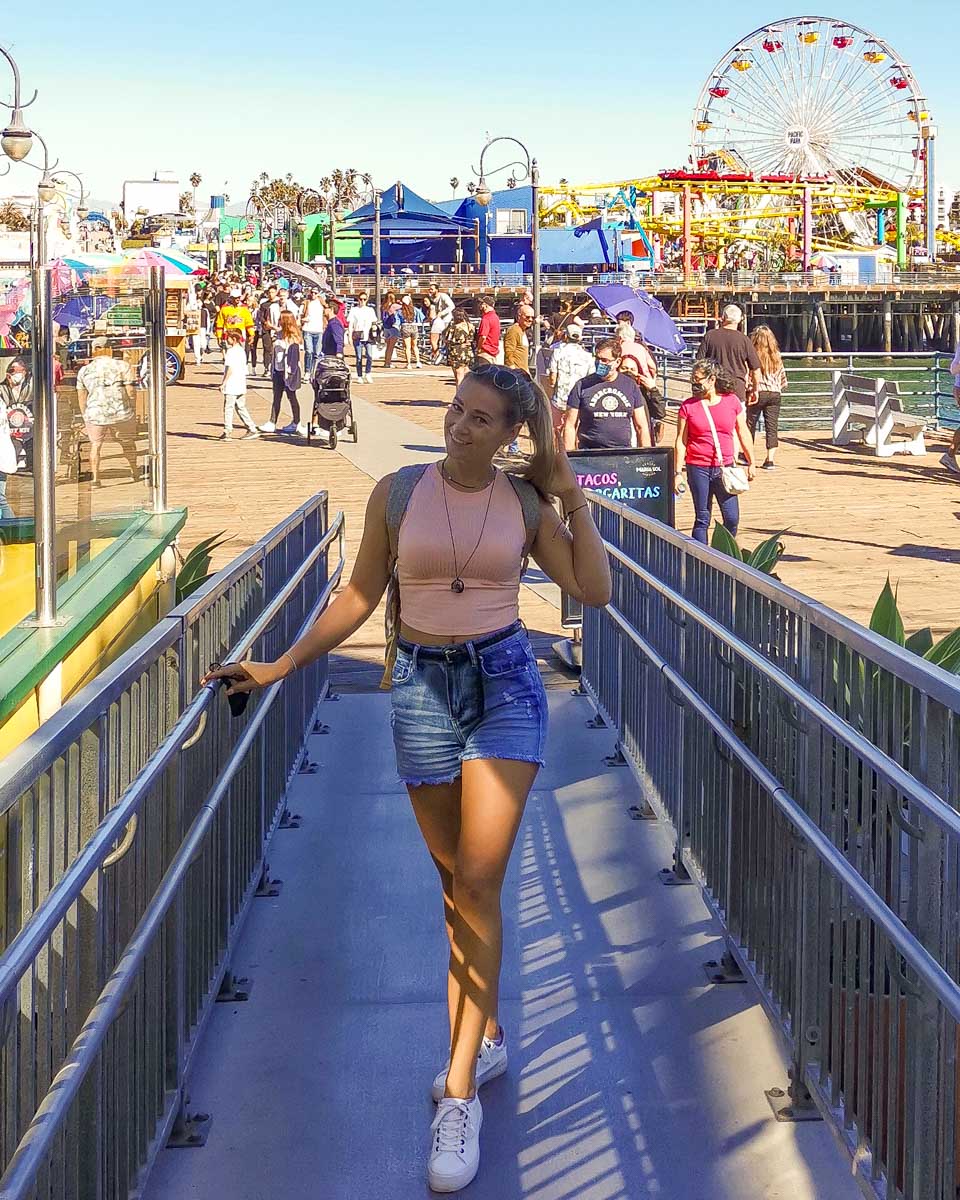 Bailey at Santa Monica Pier on a tour from Los Angeles, California United States 1