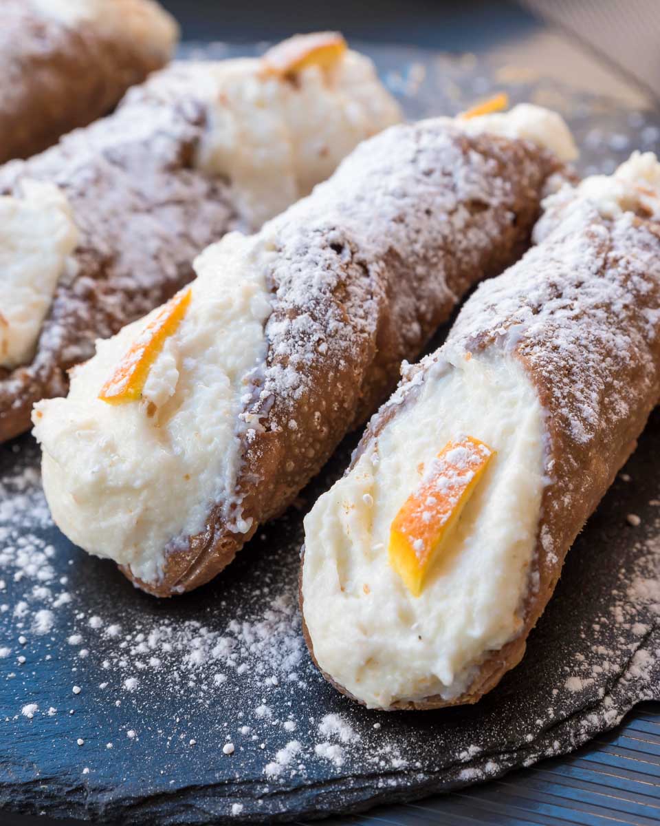 Cannolis made during a cooking class in Catania Sicily Italy