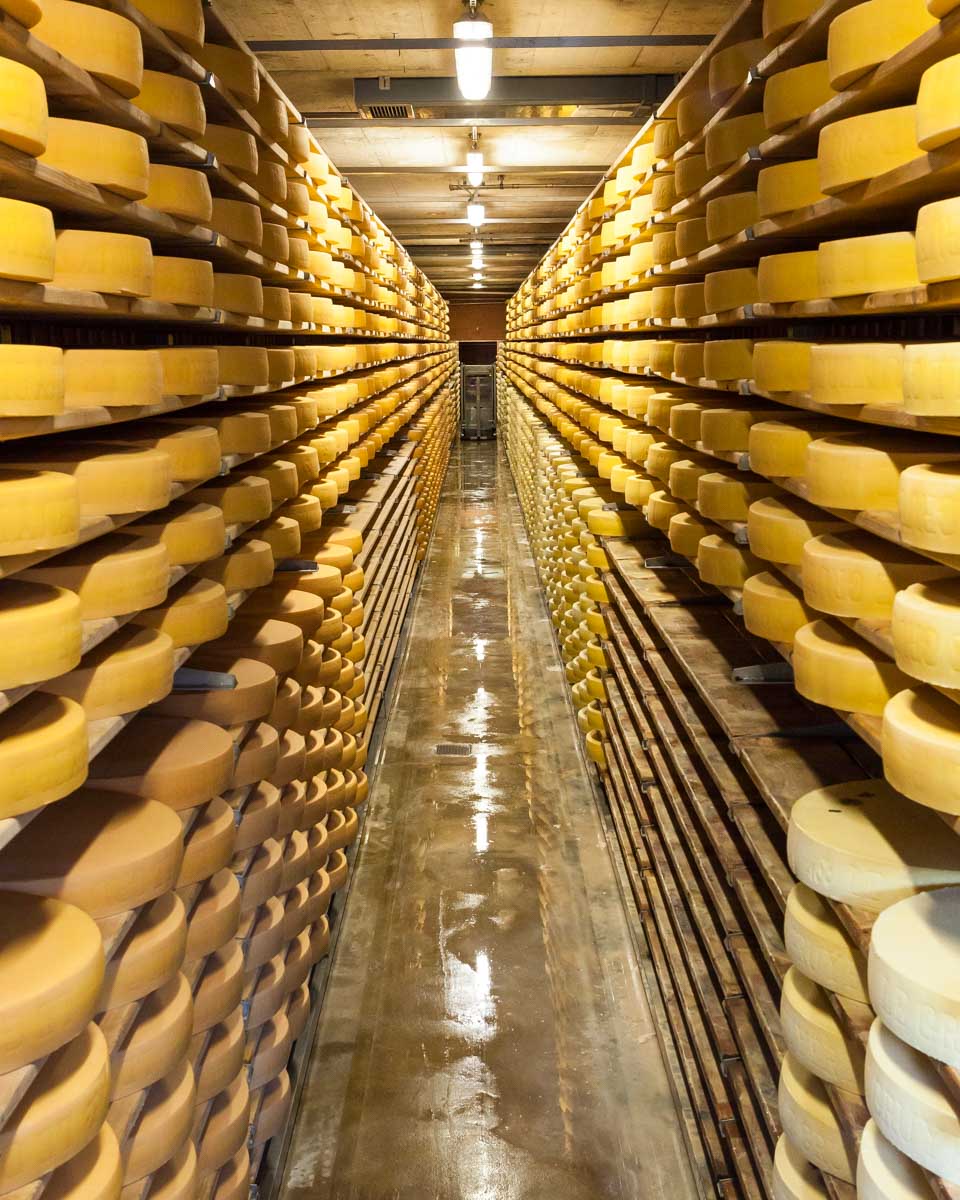 Cheese being aged in Gruyere on a tour from Geneva Switzerland