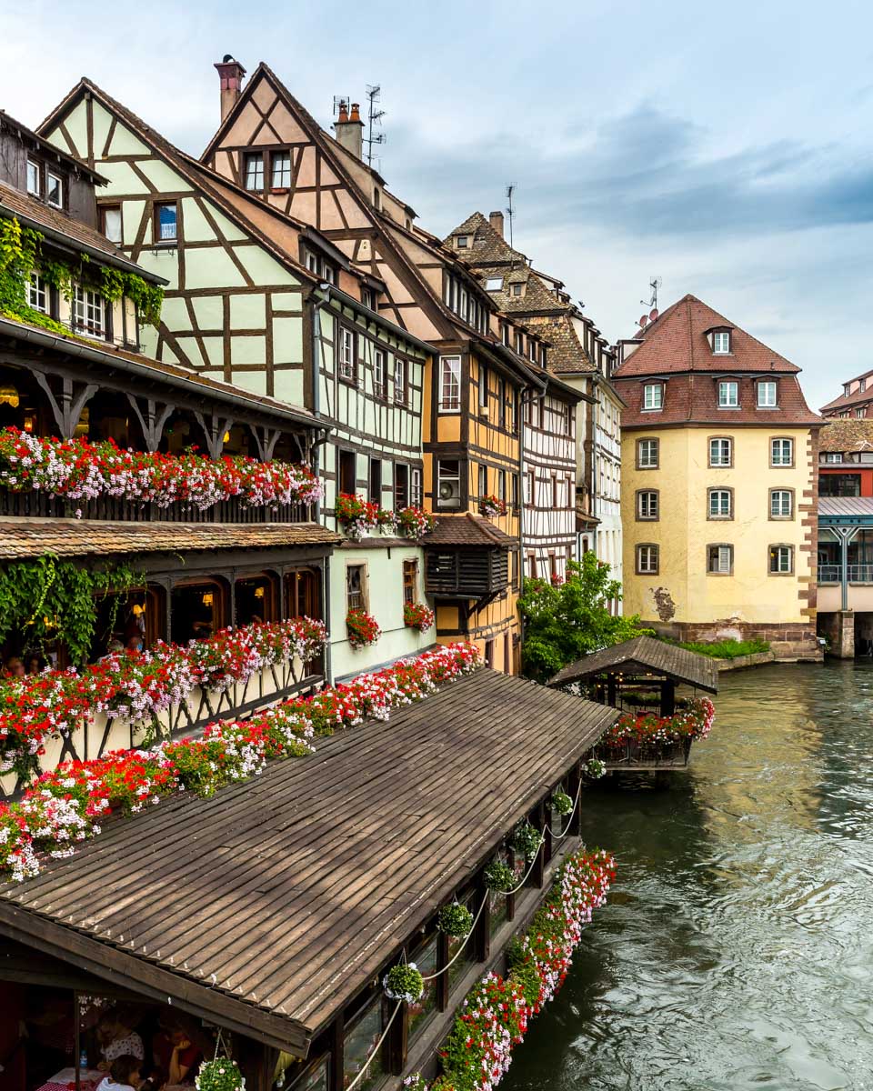 Half timbered houses seen in Place Saint-Étienne in Strasbourg France