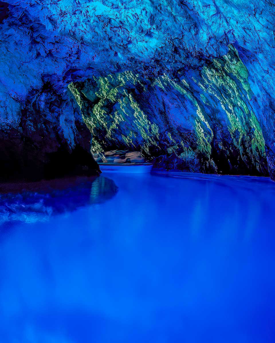 Inside Blue cave Bisevo and vis island seen on a tour from Split Croatia