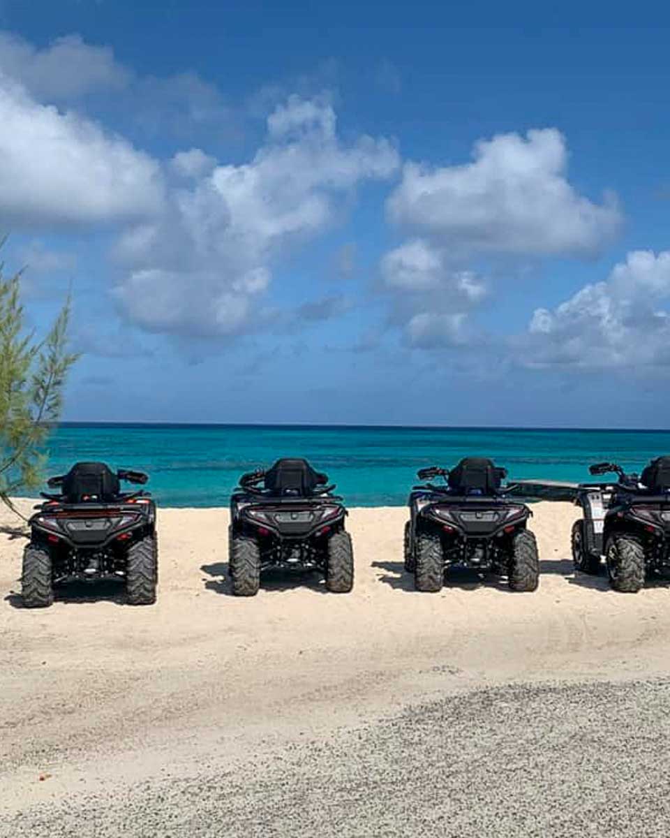 J&S Caribbean Rentals atvs by the ocean on a tour in Turks and Caicos