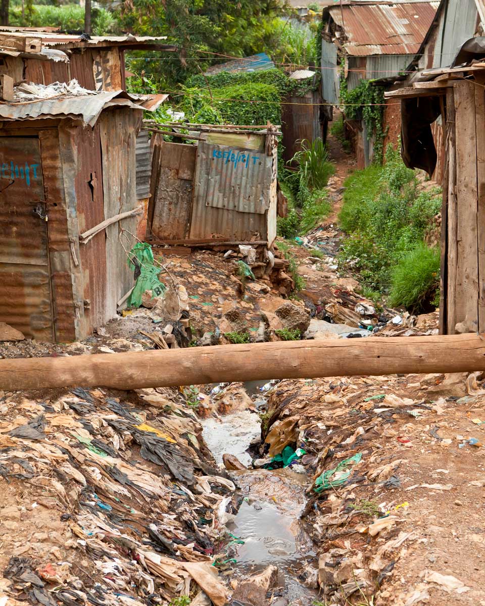 Kibera Slum seen on a tour of Nairobi Kenya
