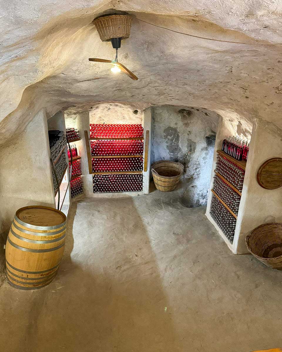 Kostantakis Milos Cave Winery wine cellar seen on a tour from Milos Greece