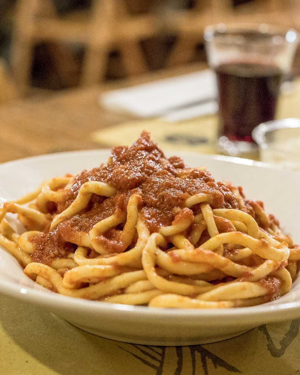 Pasta Pici on a food tour in Pisa Italy