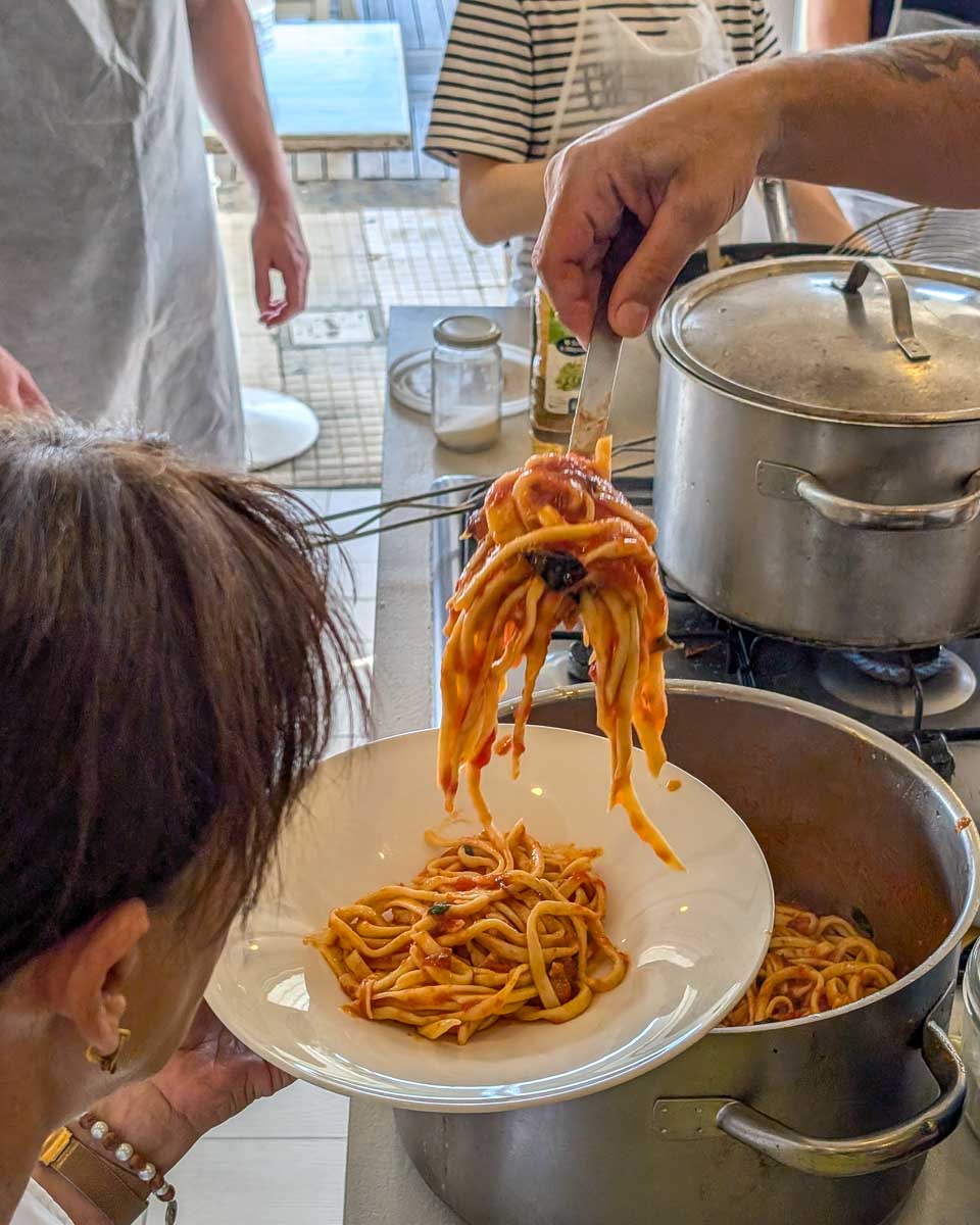Pasta made during a cooking class in Siena Italy