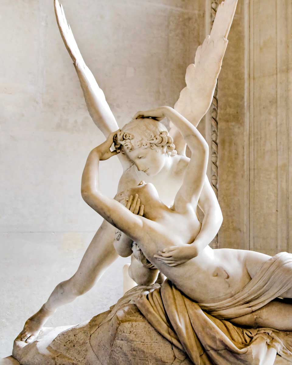 Psyche revived by Cupid kiss at the Louvre in Paris France