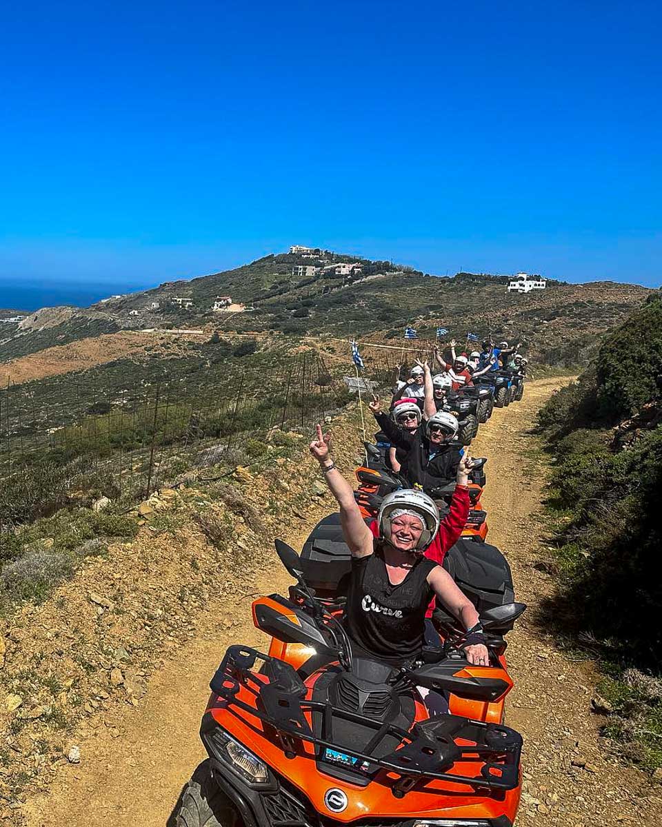Quad Safari Peninsula atvs along coast on a tour in Crete Greece