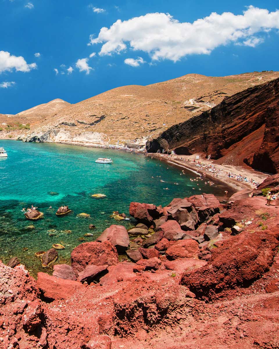 Red Beach seen from a viewpoint on a private tour in Santorini Greece