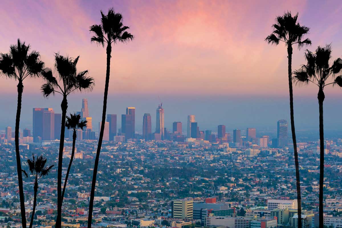 Sunset over Los Angeles skyline
