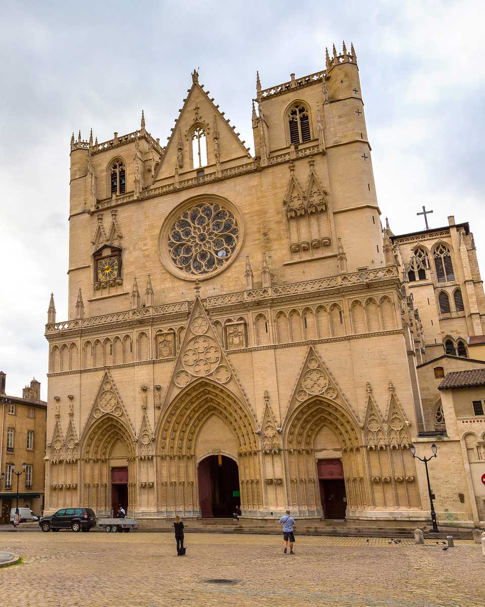 The Cathédrale Saint-Jean-Baptiste seen on a tour in Lyon France