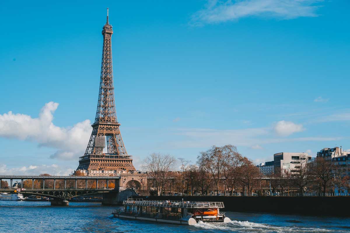 The Eiffel Tower and Seine River in Paris France