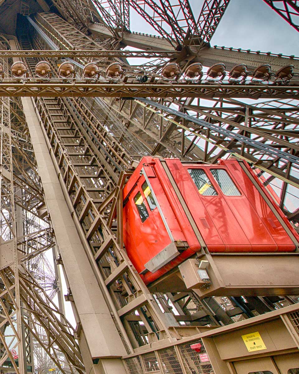 The Eiffel Tower lift in Paris France