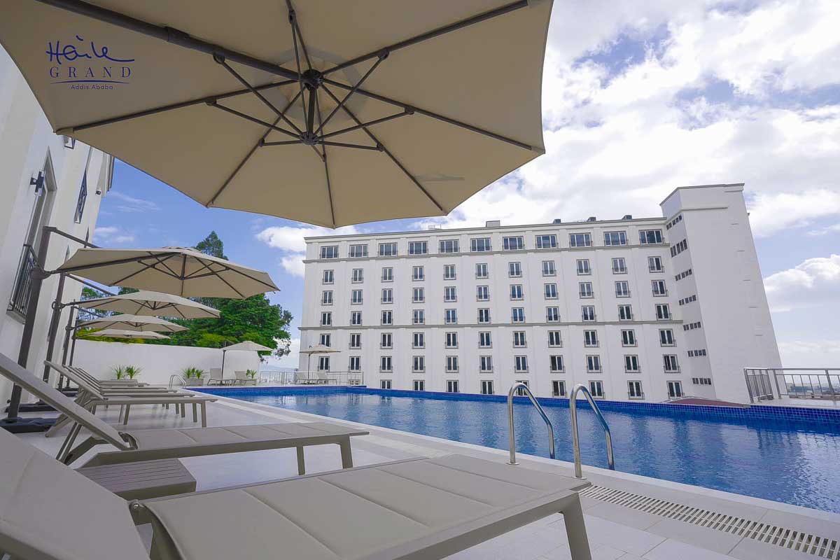 The outdoor pool at the Haile Grand Hotel in Addis Ababa Ethiopia