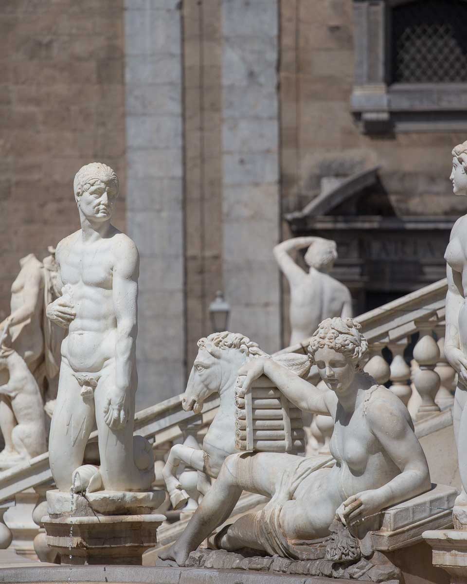 The piazza pretoria and fountain seen on a tour from Palermo Sicily Italy