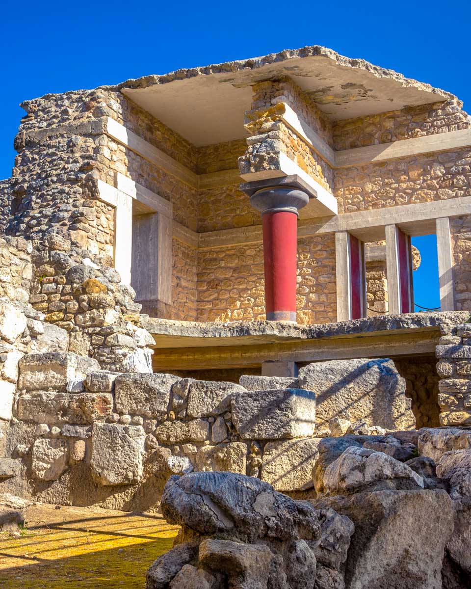 The ruins of Knossos Palace seen on a tour from Crete Greece