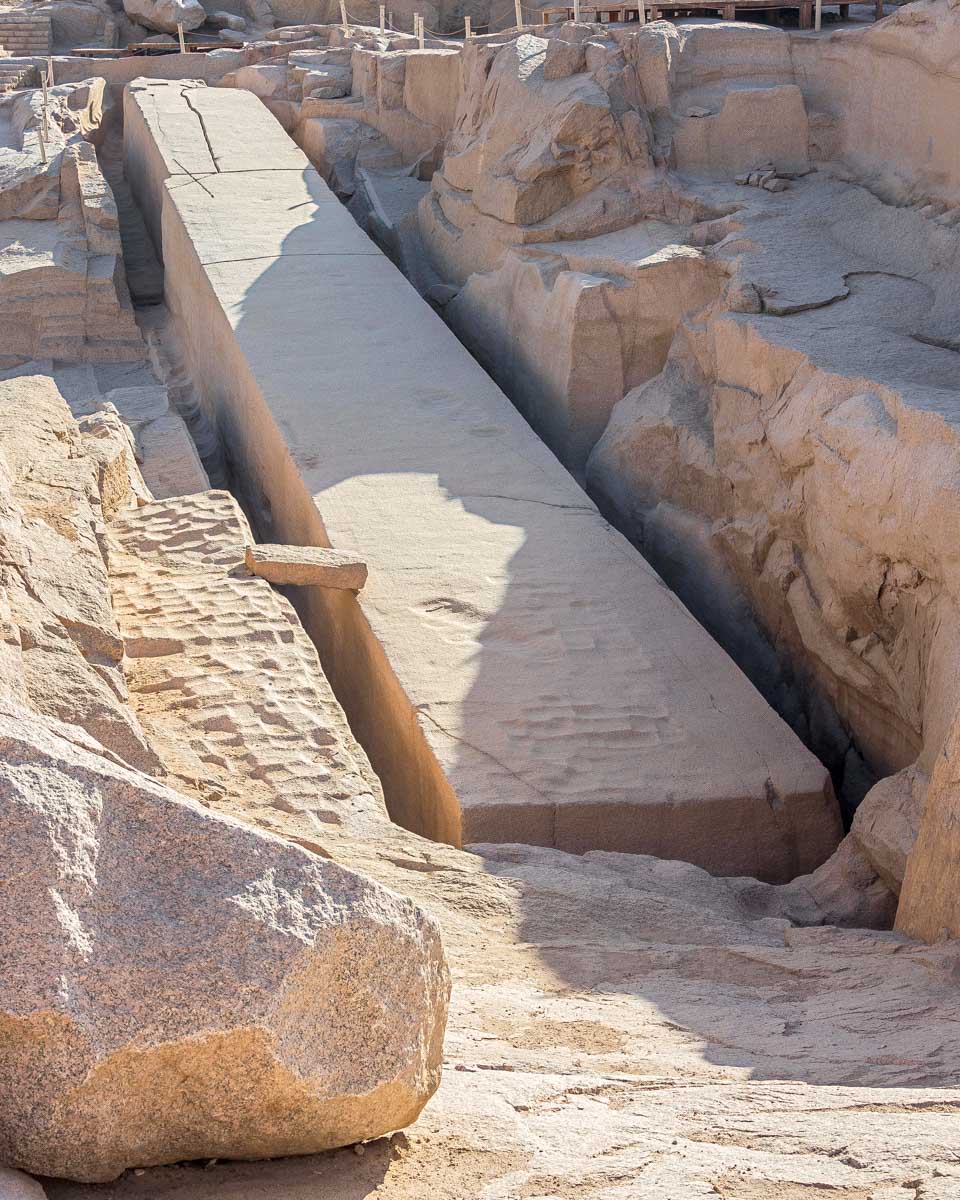 The unfinished obelisk of Aswan on a tour in Egypt