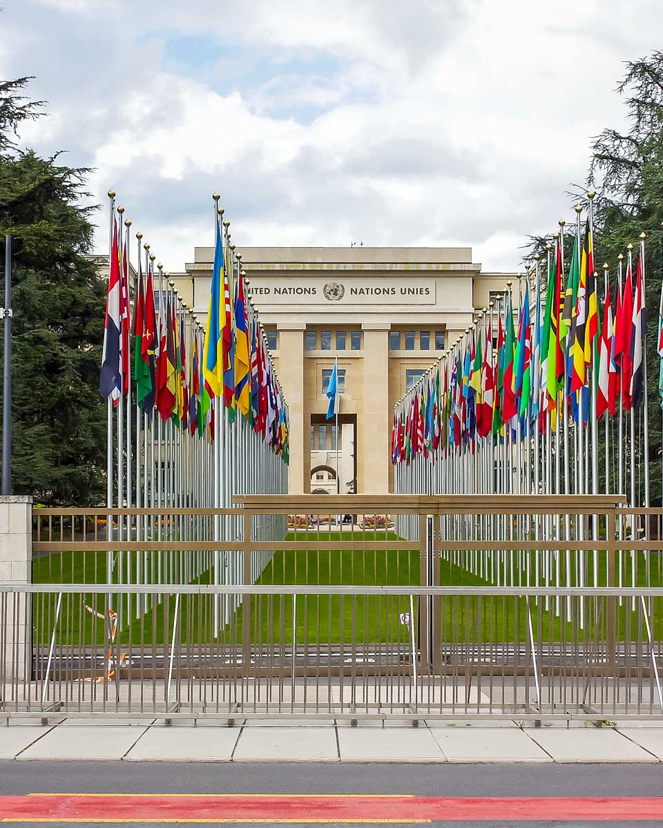 United Nations building seen on a tour of Geneva Switzerland