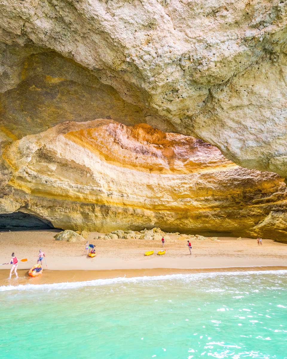 A beach at the benagil caves seen on a tour from Lagos Portugal