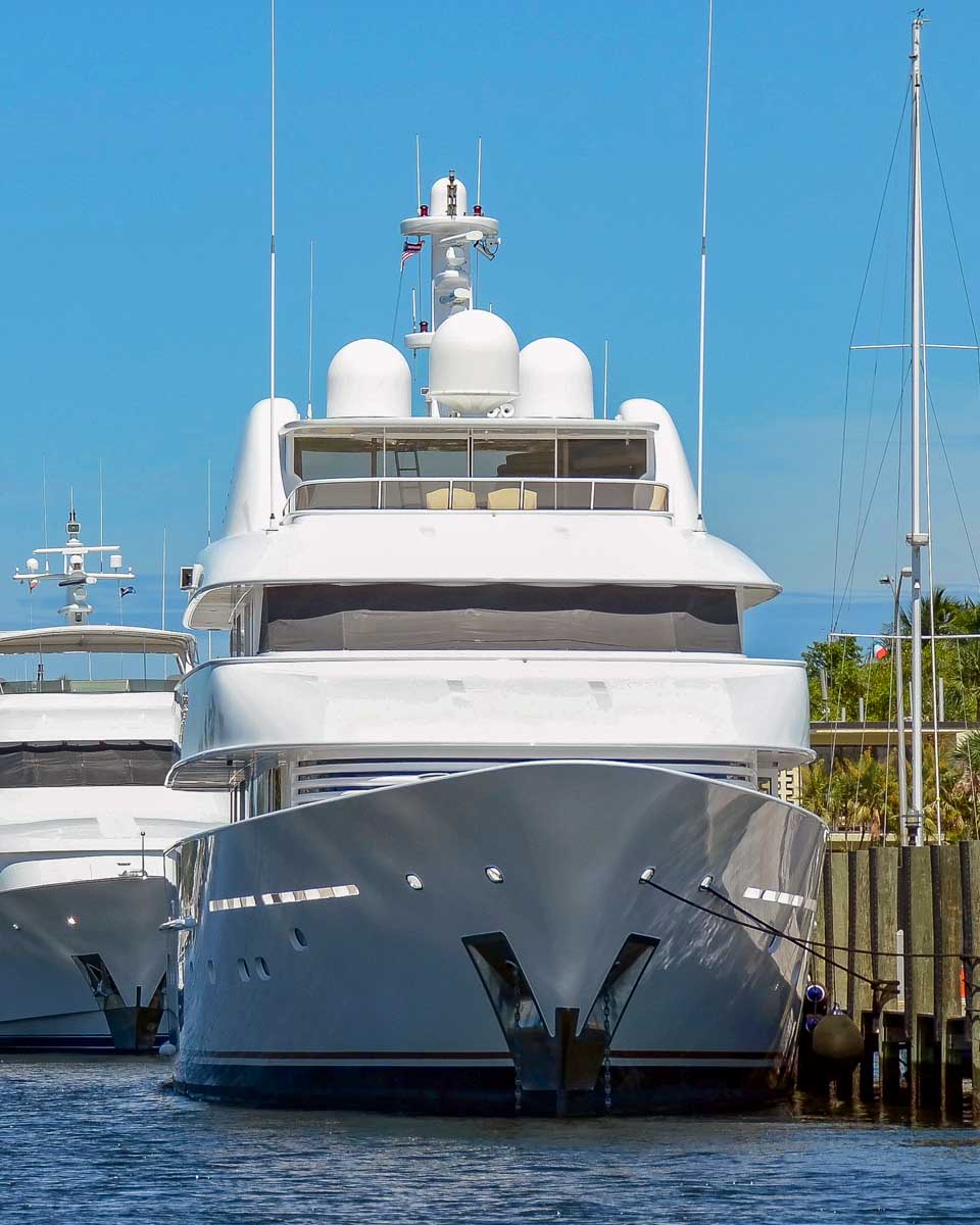 A luxury yacht seen on an ebike trike tour of Naples Florida