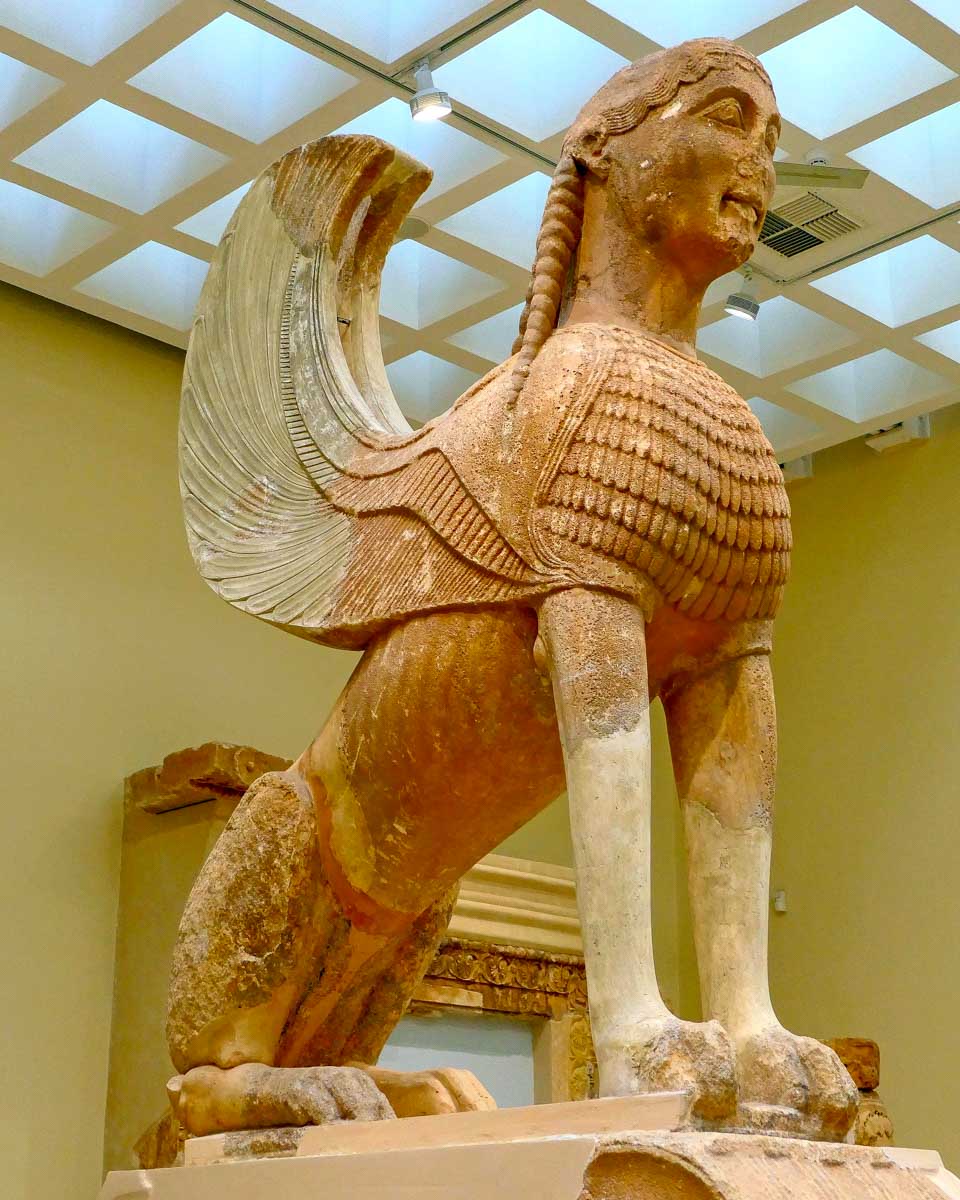 A statue at the delphi archaeological museum in Delphi on a tour from Athens