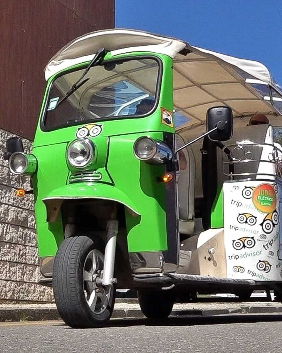 A tuk tuk seen on a city tour with Tuk Tuk Tours in Lagos Portugal