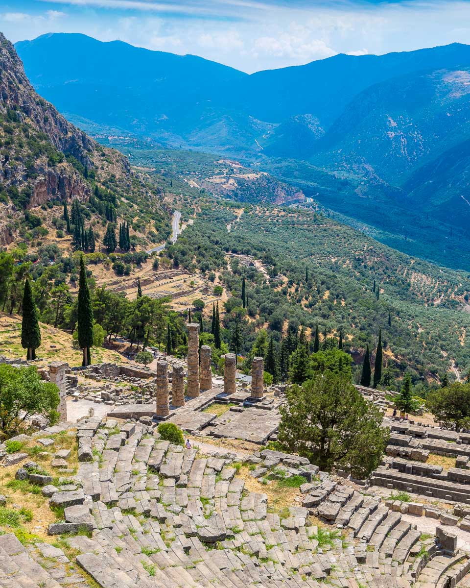 Ancient Roman theatre seen in Delphi on a tour from Athens