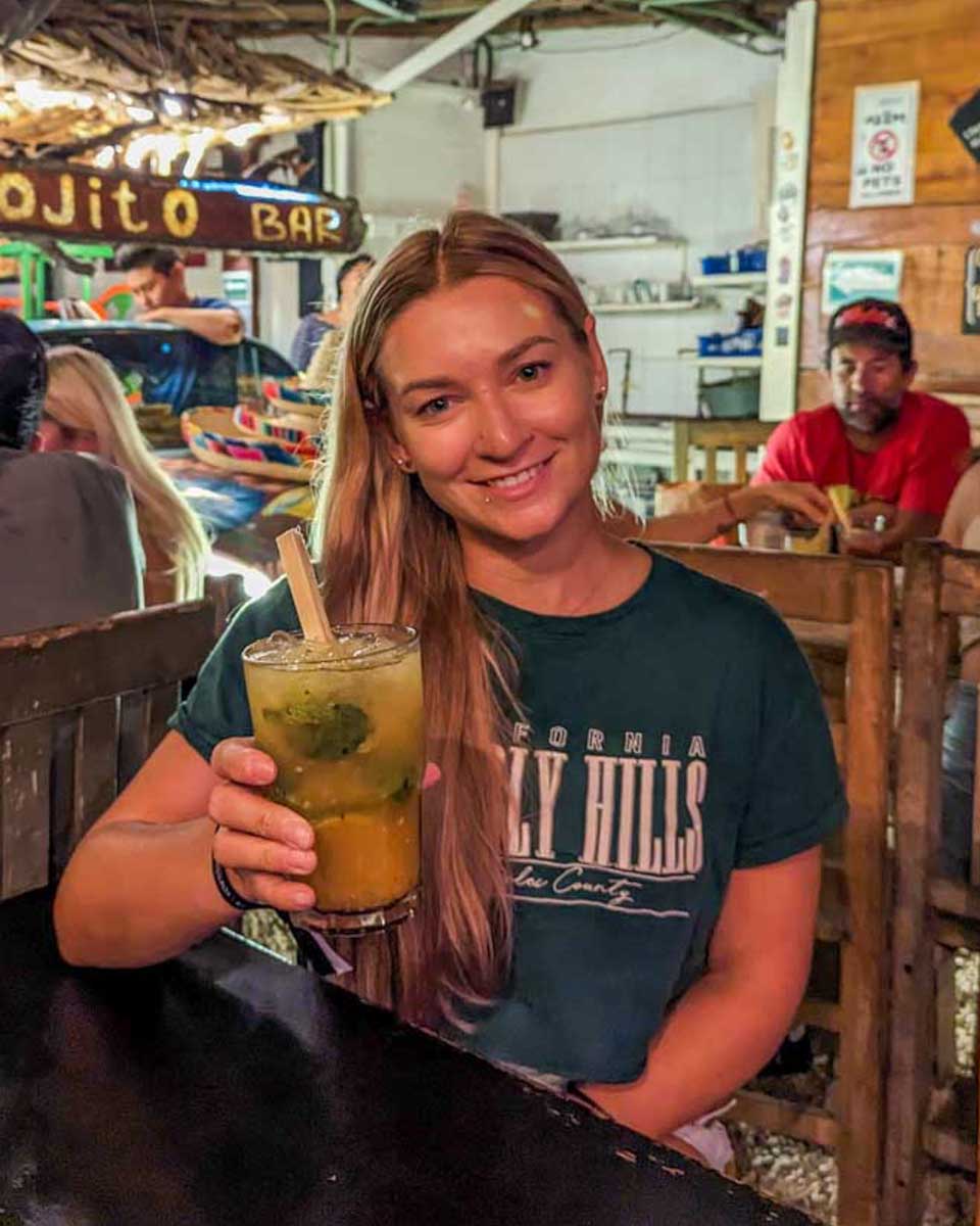 Bailey-drinks-a-mojito-on a party bike tour in Phoenix Arizona