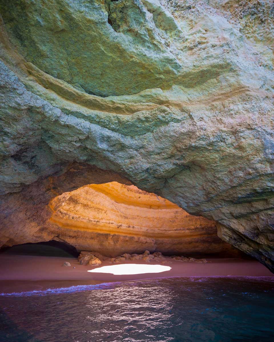 Benagil Caves seen on a dolphin watching tour from Albufeira Portugal