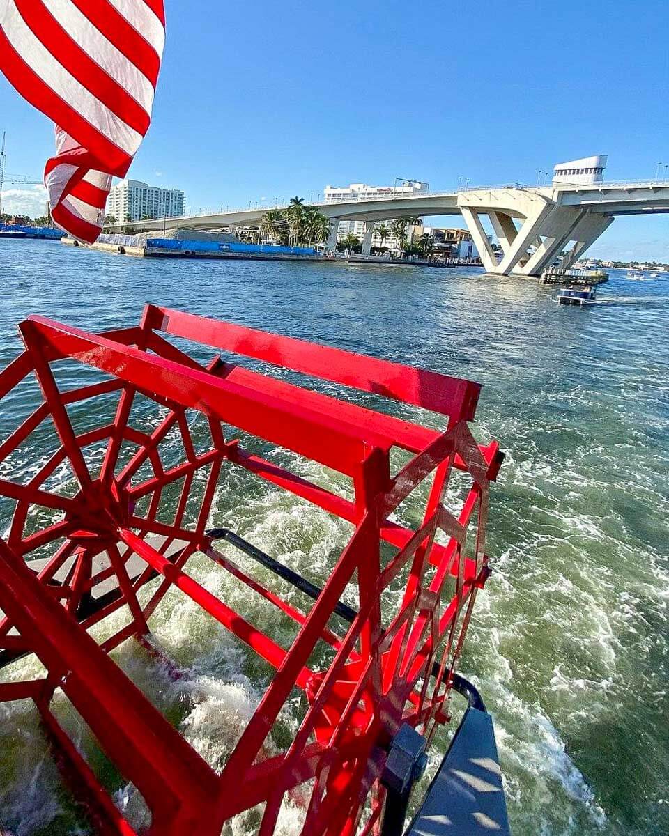Carrie B Cruises the river seen on a paddlewheeler cruise in Fort Lauderdale Florida