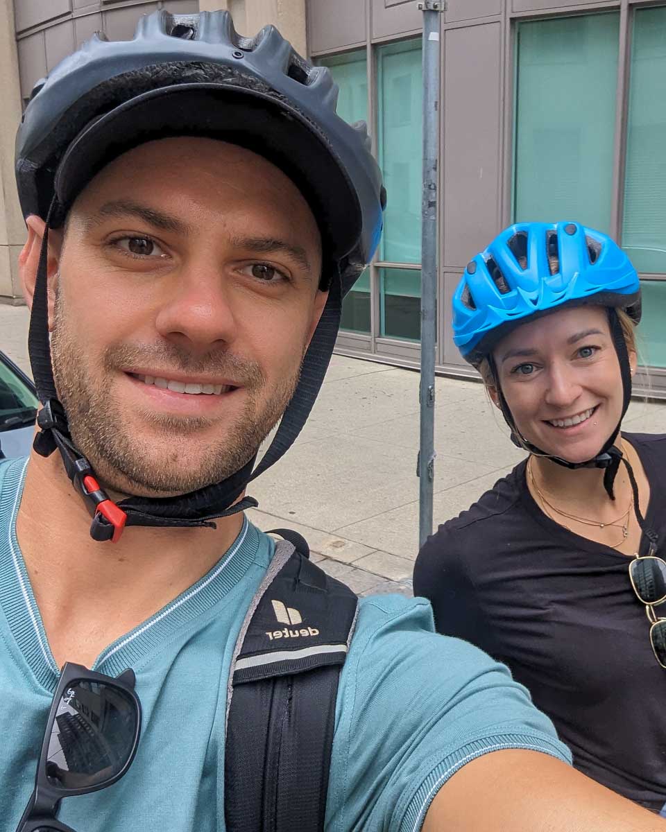 Daniel-and-Bailey-ride-ebikes-on-a-tour-in-Liverpool-UK