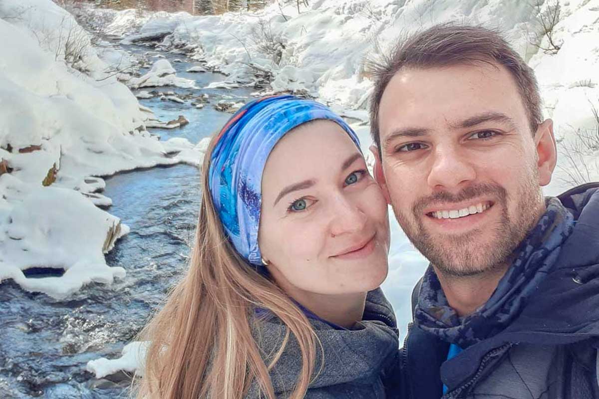 Daniel-and-Bailey-take-a-selfie-near Reykjavik Iceland