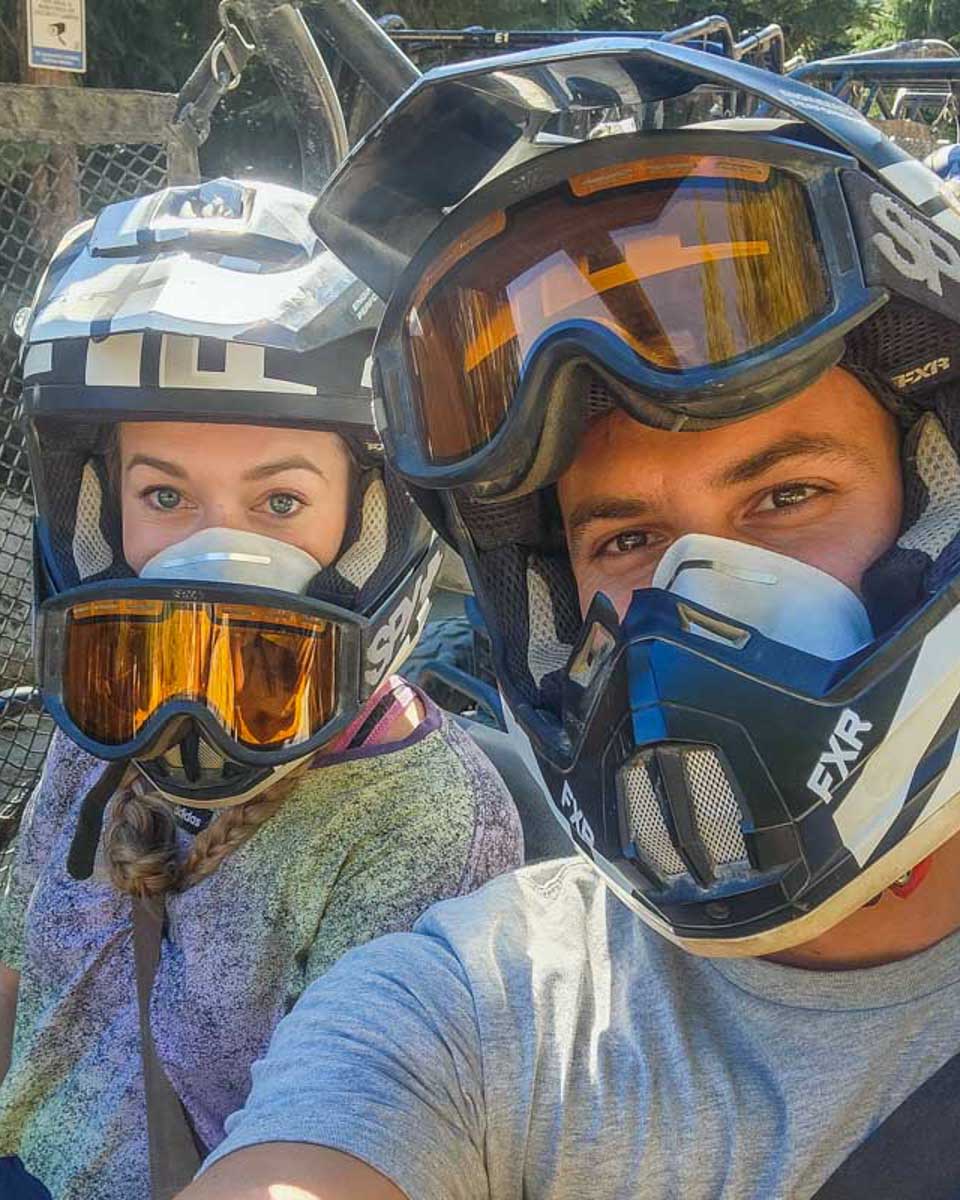 Daniel-and-Bailey-take-a-selfie-while-ATVing-in-Rhodes Greece