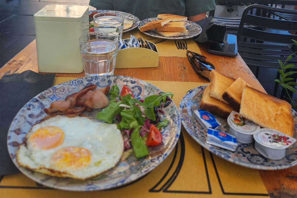 Daniel eats breakfast in Florence Italy